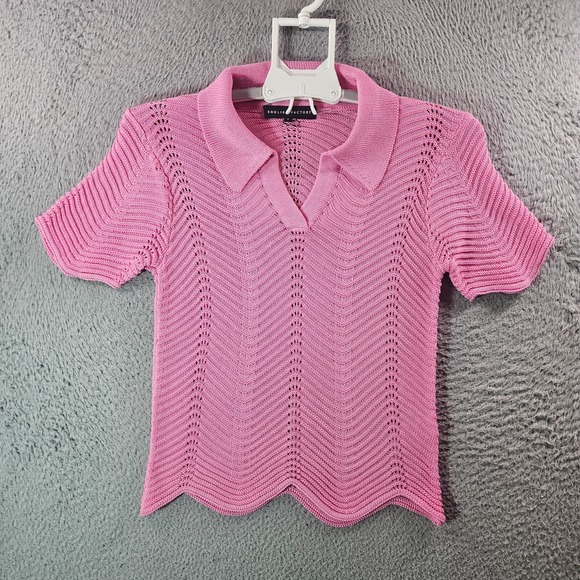 English Factory Tops - NWOT English Factory Shirt Top Women Small Knit Scallop Hem‎ Pink - Pls Read